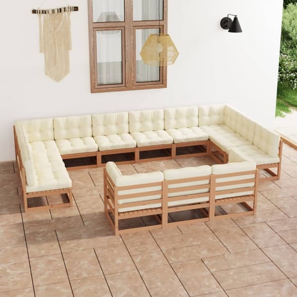 Mooistoerwonen 13-delers loungesett med puter heltre furu 44