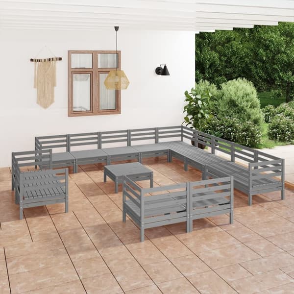 Mooistoerwonen 14-delers loungesett heltre furu grå 1