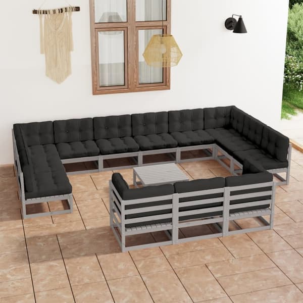 Mooistoerwonen 14-delers loungesett med puter heltre furu 7