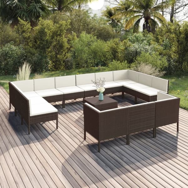 Mooistoerwonen 14-delt loungesæt med hynder polyrattan brun 2