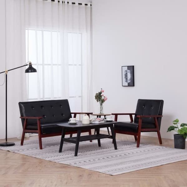 Mooistoerwonen 2-delt sofasett i imitert skinn vinrød