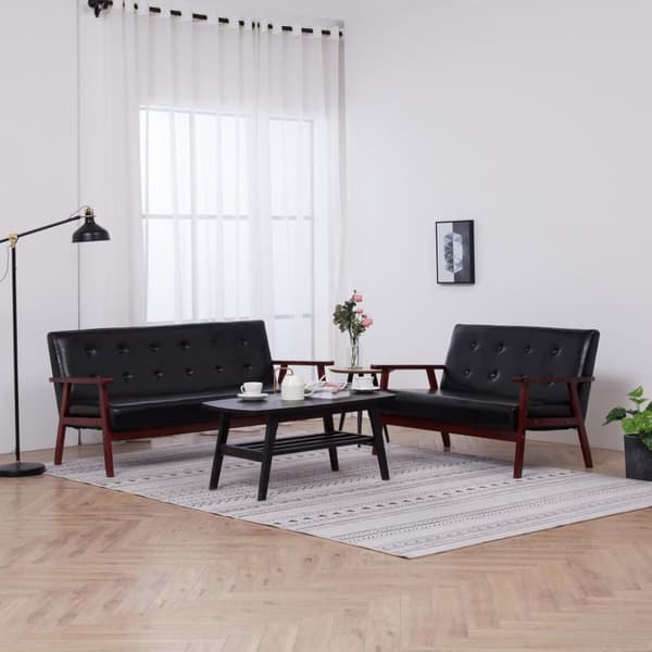 Mooistoerwonen 2-delt sofasæt i kunstlæder sort 1