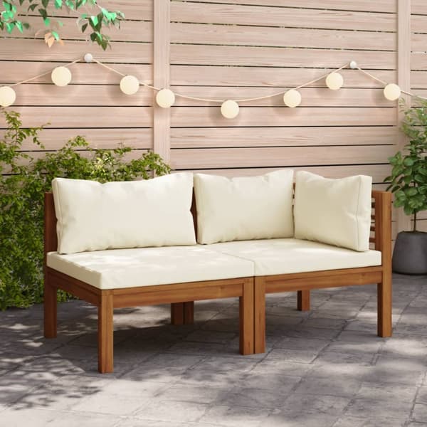 Mooistoerwonen 2-delt sofa med kremhvite puter, solid 2 stk.