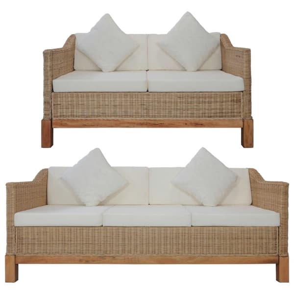 Mooistoerwonen 2-delt sofa med hynder i naturlig rattan 1