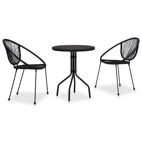 Mooistoerwonen 3-delt bistrosett polyrotting svart 2 stk