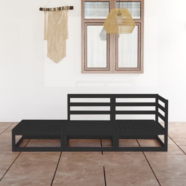 Mooistoerwonen 3-delad loungegrupp massiv furu svart 8