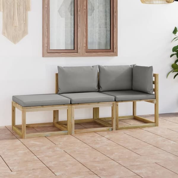 Mooistoerwonen 3-delt loungesett med grå puter 1