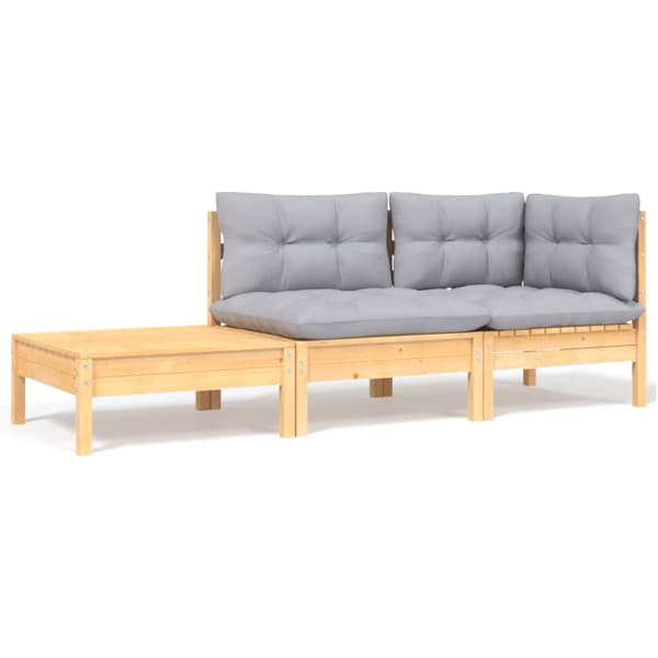 Mooistoerwonen 3-delt loungesett med grå puter solid gr 2