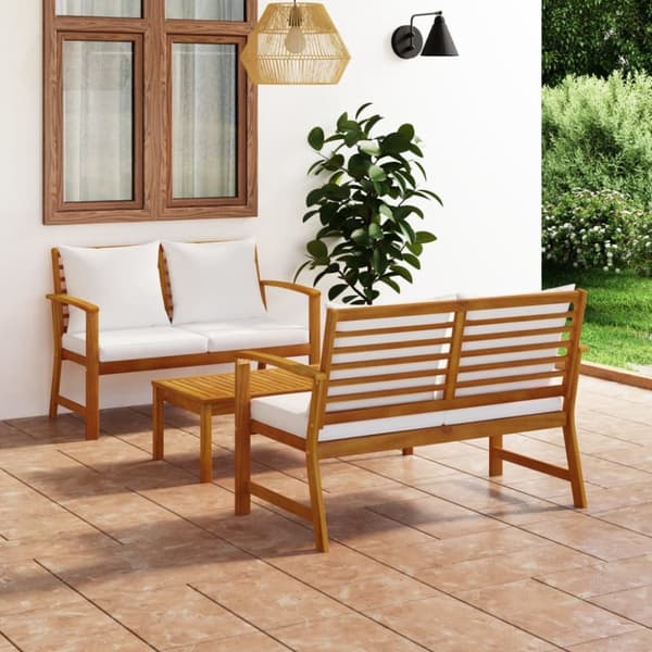 Mooistoerwonen 3-delt loungesett med puter heltre akasie 5