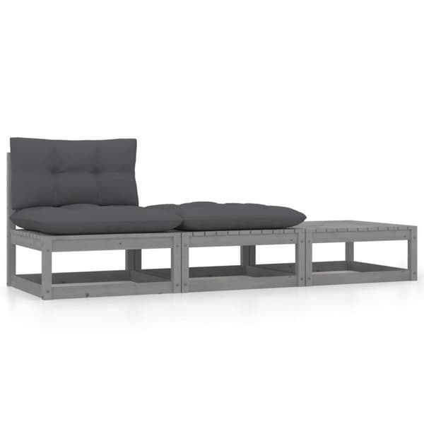 Mooistoerwonen 3-delad loungegrupp med kuddar massiv furu 30