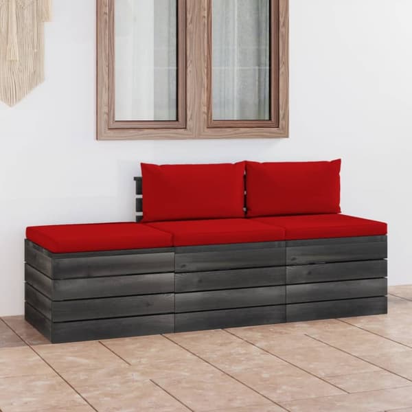 Mooistoerwonen 3-delt loungesett med puter, pall, solid, gr. 2