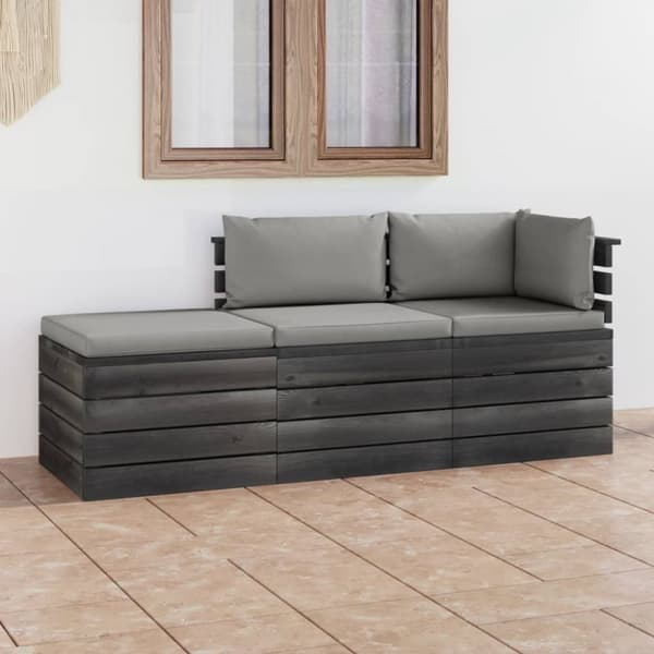 Mooistoerwonen 3-delt loungesett med puter, pall, solid, gr. 6