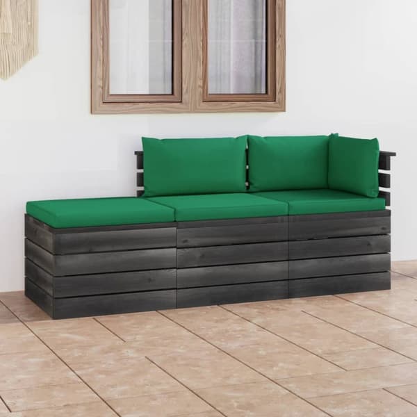 Mooistoerwonen 3-delt loungesett med puter, pall, solid, gr. 7