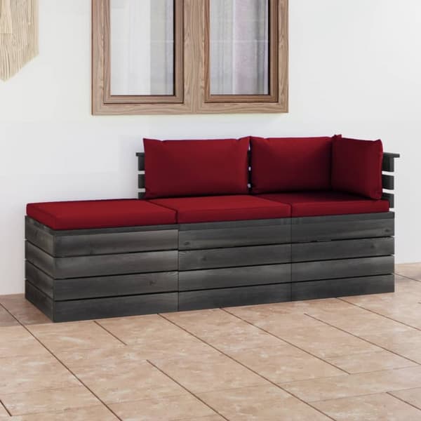 Mooistoerwonen 3-delt loungesett med puter, pall, solid, gr. 9