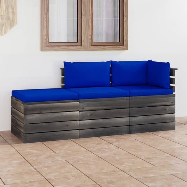 Mooistoerwonen 3-delt loungesett med puter, pall, solid, gr. 10