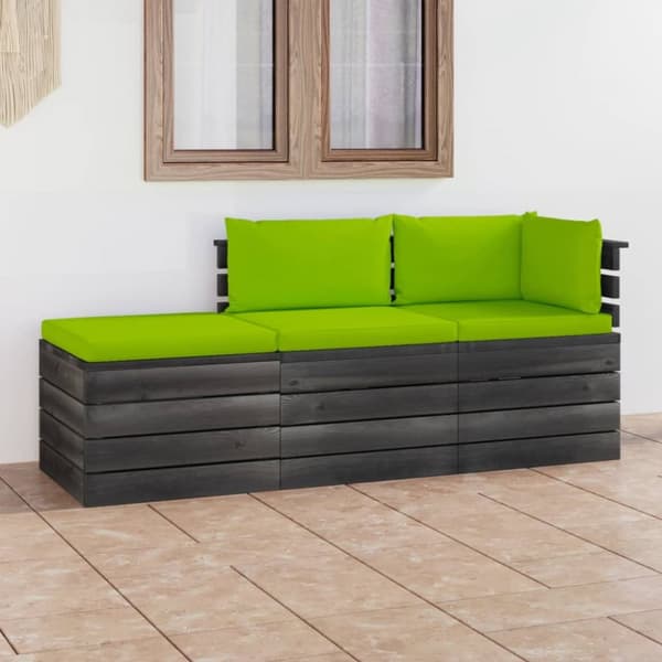 Mooistoerwonen 3-delt loungesett med puter, pall, solid, gr. 11
