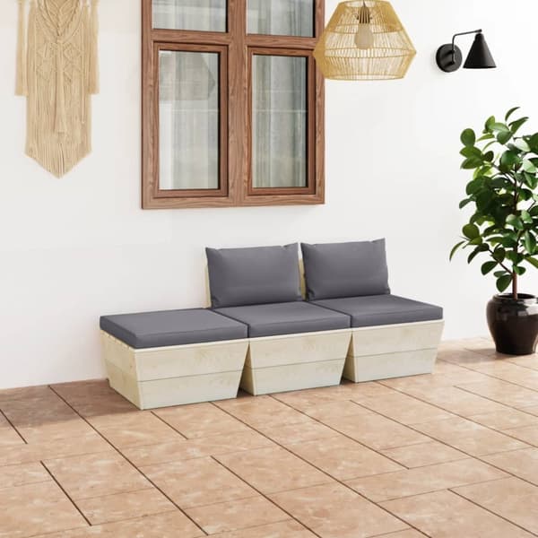 Mooistoerwonen 3-delt loungesett med puter, pall, solid, gr. 12