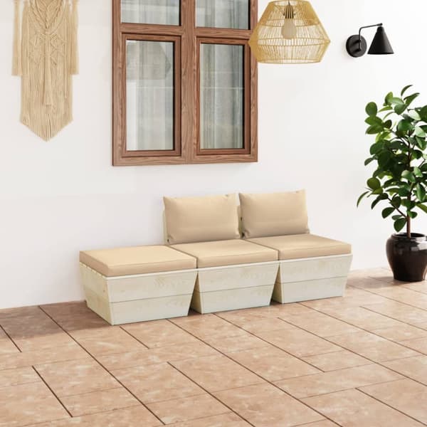 Mooistoerwonen 3-delt sofasett med puter i pall furu 2 stk