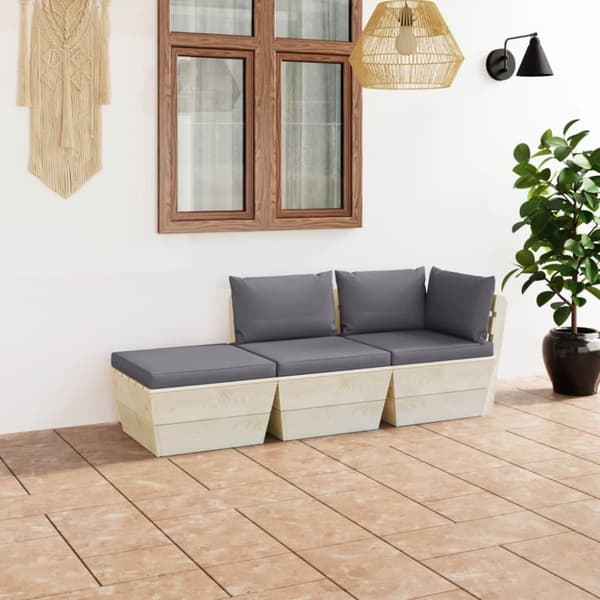 Mooistoerwonen 3-delt sofasett med puter i pall furu 9