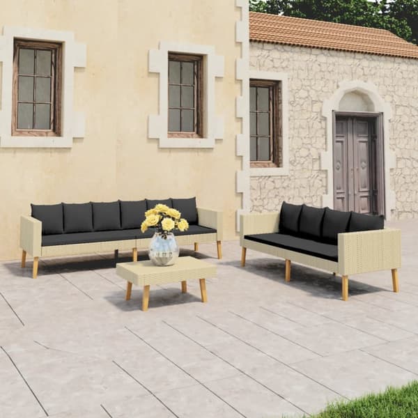 Mooistoerwonen 3-delt loungesett med puter polyrotting beige 1