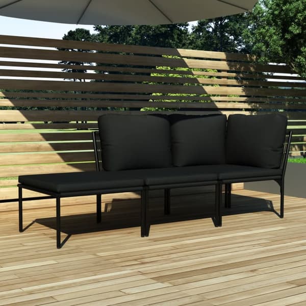 Mooistoerwonen 3-delt sofasett med puter PVC svart 1