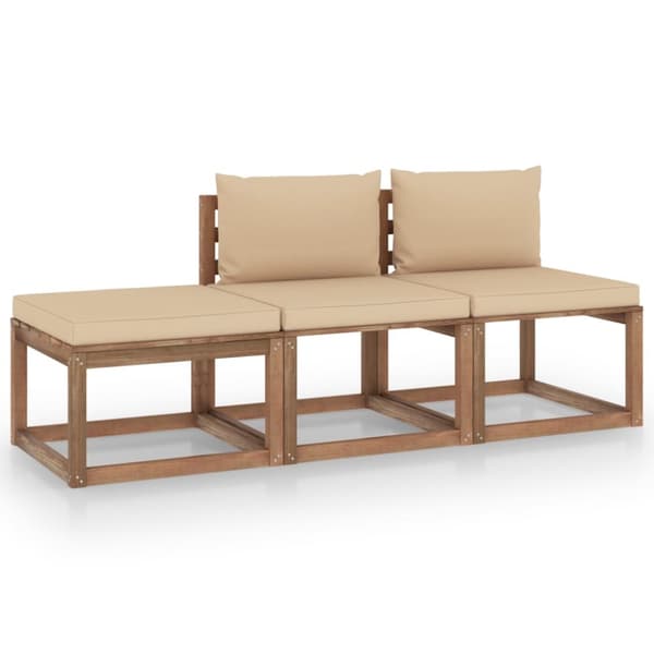 Mooistoerwonen 3-delat loungeset i pall med impregnerade kuddar, 2 st