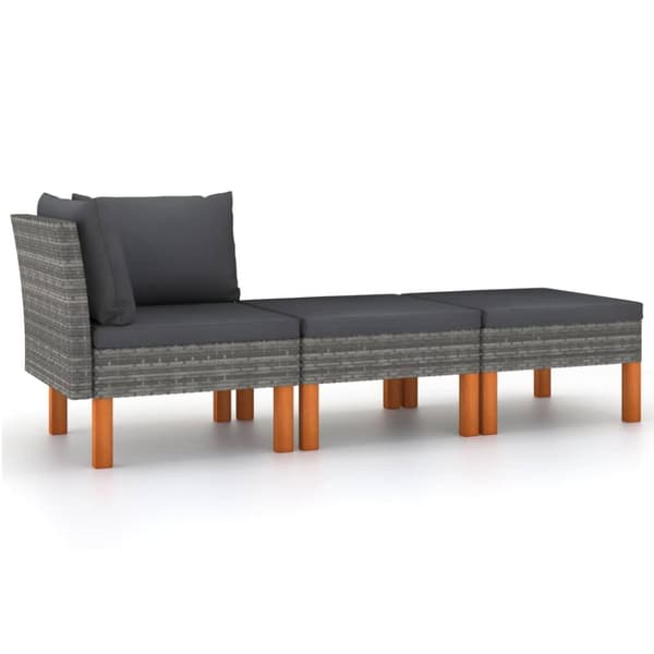 Mooistoerwonen 3-delt loungesæt i polyrattan og massiv eukalyptus 2 stk.