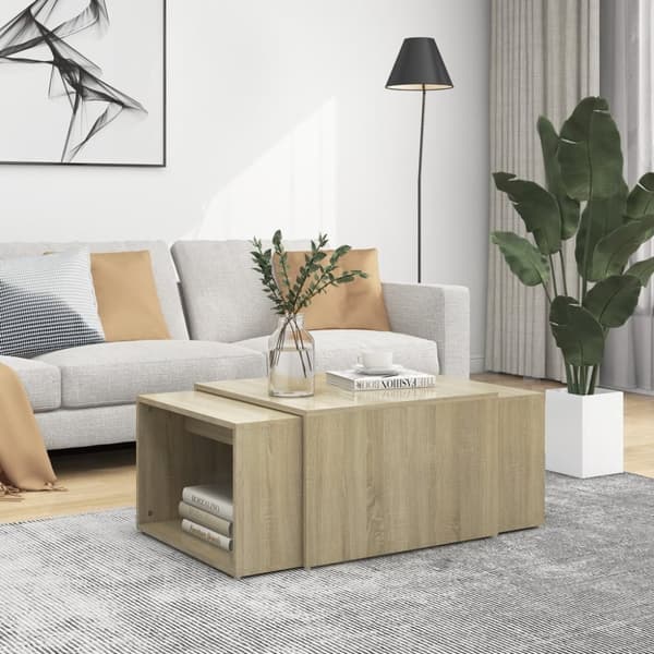 Mooistoerwonen sofabordssæt med 3 dele, 60x60x30 cm, sort højglans