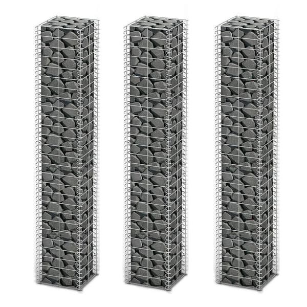 Mooistoerwonen 3-delt gabionsæt 25x25x100 cm galvaniseret