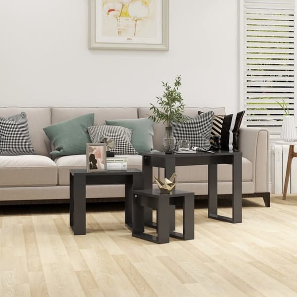 Mooistoerwonen 3-osainen pöytäsetti lastulevy betoninharmaa 2