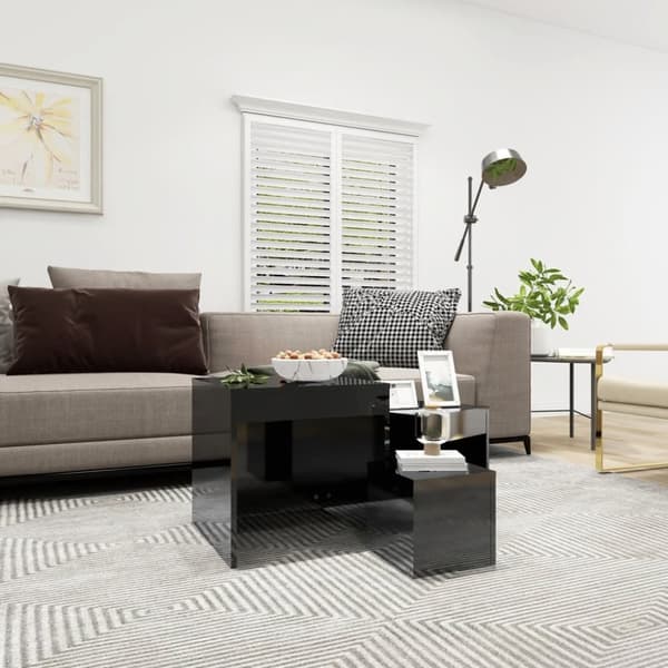 Mooistoerwonen 3-delt bordsett i sponplate, høyglanset svart, 2 stk.