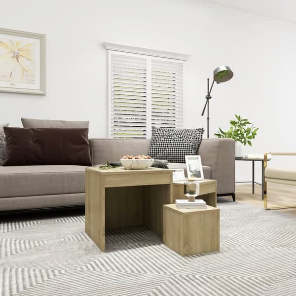 Mooistoerwonen 3-delat bordsset i spånskiva, sonoma ek, färg 2