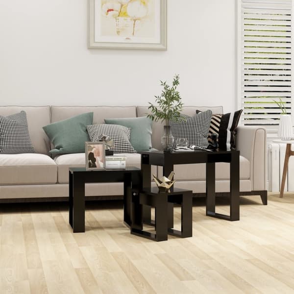 Mooistoerwonen 3-osainen pöytäsetti lastulevy valkoinen ja sonoma e 2