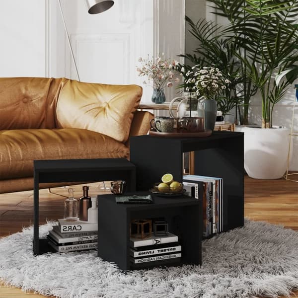 Mooistoerwonen 3-delat bordsset spånskiva svart 1