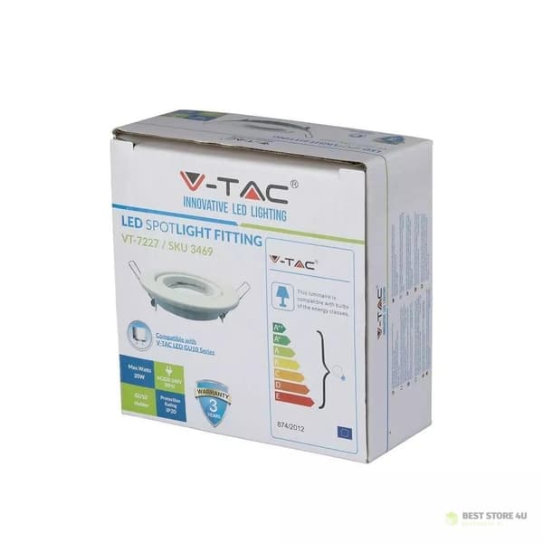 V-TAC GU10 Rund Bevægelig Øje Hvid VT-7227RD-WH