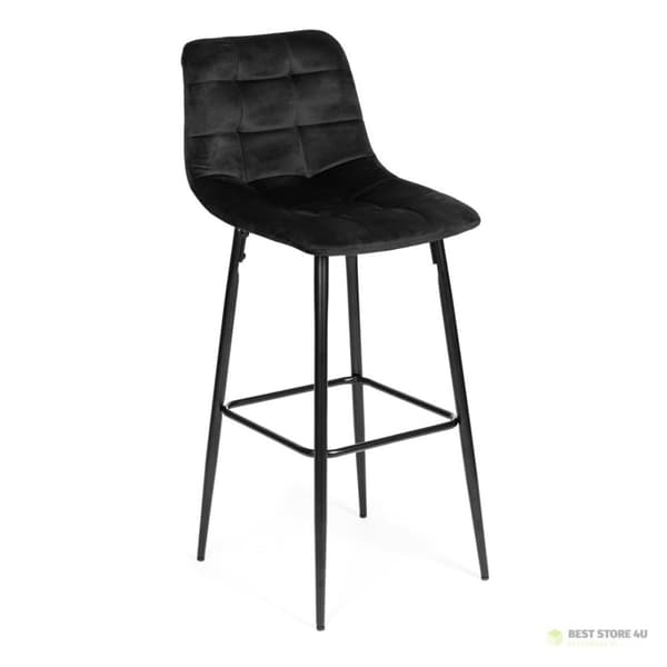 Baarijakkara, syöttötuoli, jalkarahi, sametti, musta ModernHome