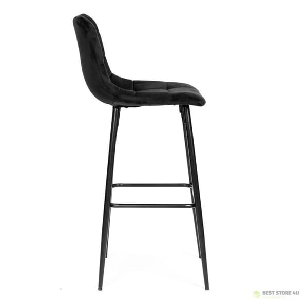 Baarijakkara, syöttötuoli, jalkarahi, sametti, musta ModernHome