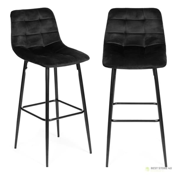 Baarijakkara, syöttötuoli, jalkarahi, sametti, musta ModernHome