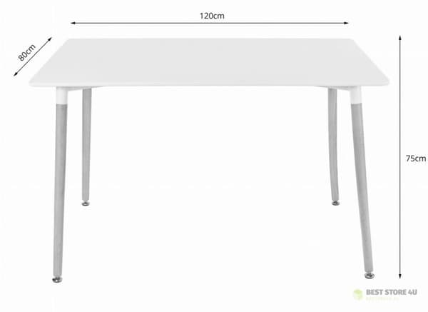 Rektangulärt matbord i trä 120 cm x 80 cm - vitt