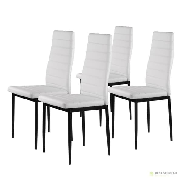 Stolesæt til spisestuen/stuen med 4 stk. øko-læderstole med høj ryglæn - hvid ModernHome