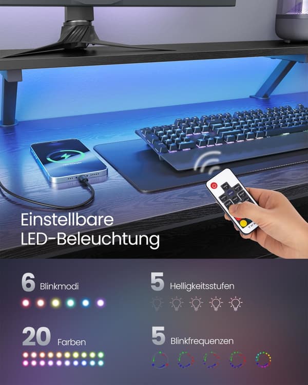 Pelipöytä L-Shape AC LED 150 cm