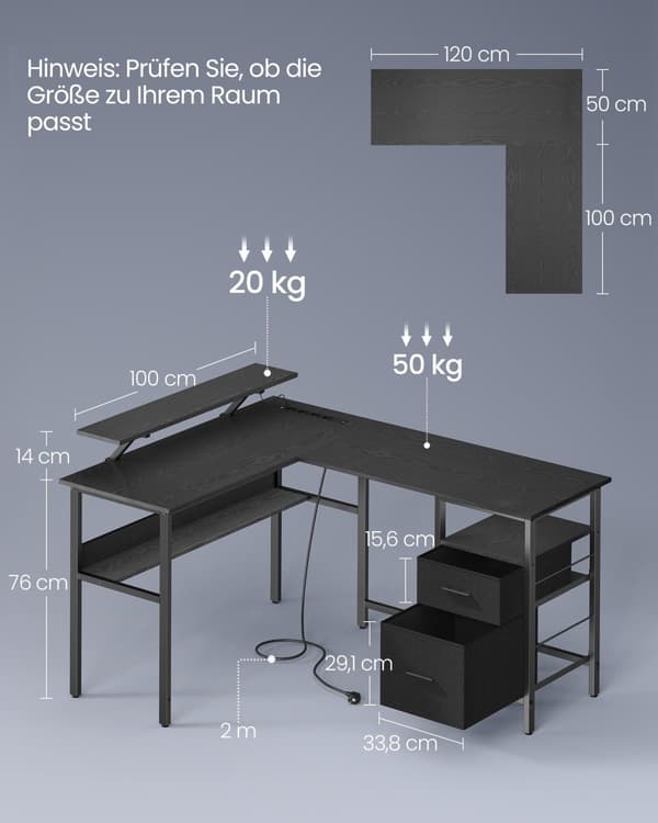 Pelipöytä L-Shape AC LED 150 cm