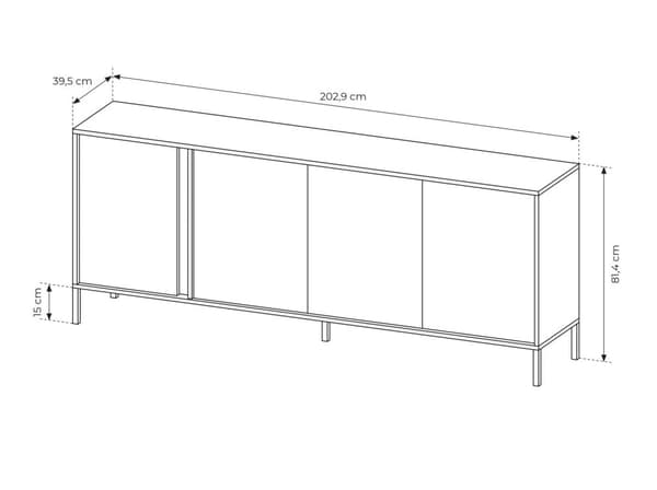 FURNLUX SKÆNK DAST BEIGE & SORT 203CM