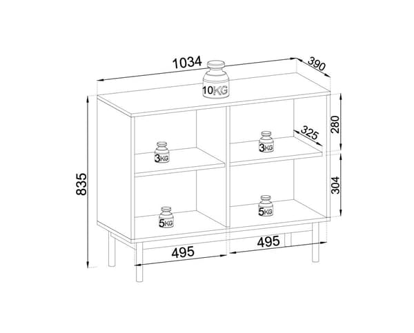 FURNLUX SKÄNK JAPANDI BEIGE & SVART 104CM