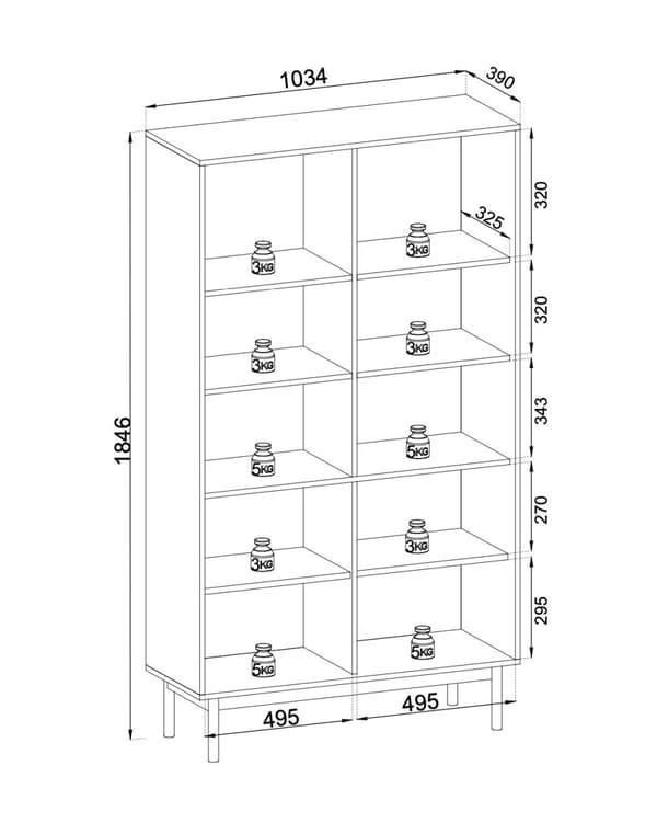 FURNLUX VITRIINI JAPANDI TAMMI & MUSTA 104CM