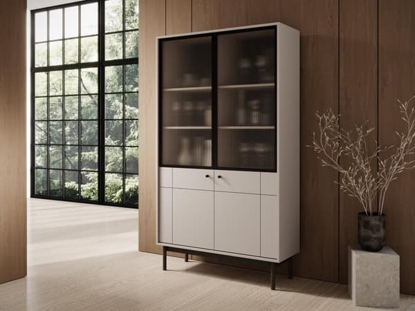 FURNLUX VITRIINI JAPANDI BEIGE & MUSTA 104CM