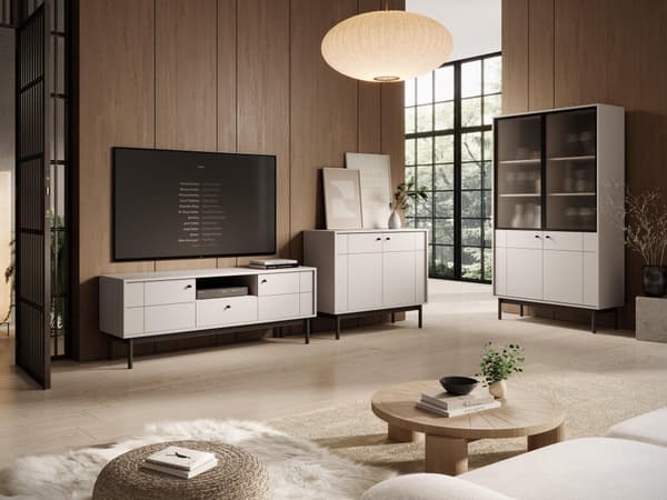 FURNLUX VITRIINI JAPANDI BEIGE & MUSTA 104CM