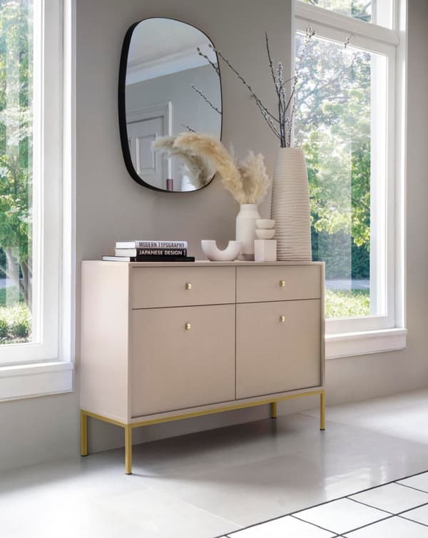 FURNLUX SIVUPÖYTÄ MONO BEIGE & KULTA 104CM