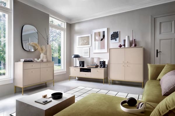 FURNLUX SIVUPÖYTÄ MONO BEIGE & KULTA 104CM