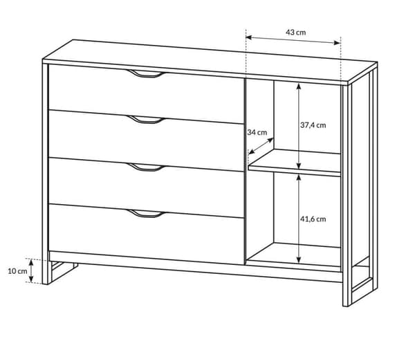 FURNLUX BYRÅ ARDEN SVART 138CM